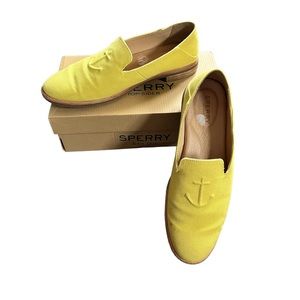 Sperry Seaport Loafers Levy Canvas Top Sider Textile Anchor Marine Nautical 9